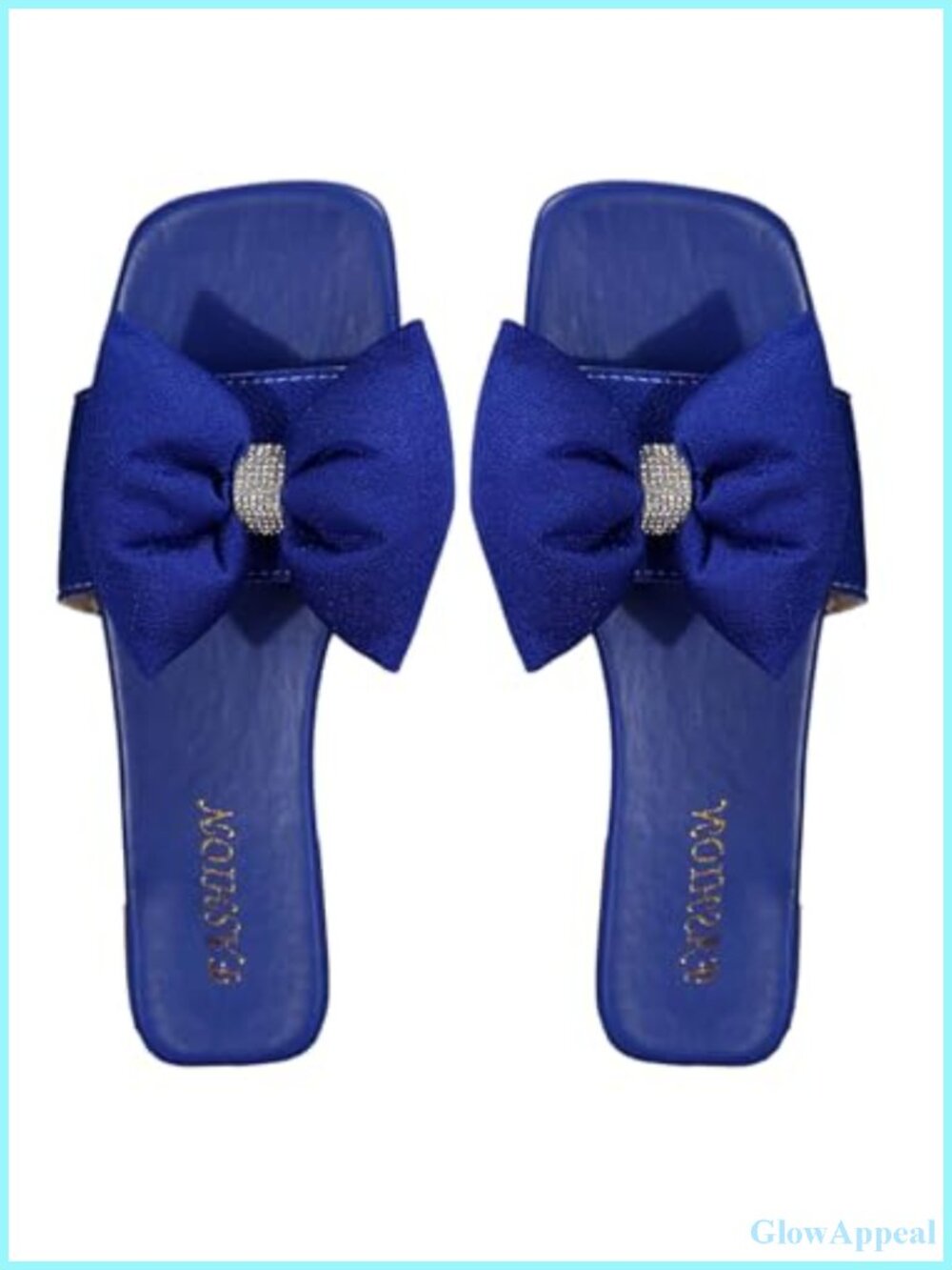 Rhinestone Bow Open Toe Slip On Flat Sandals